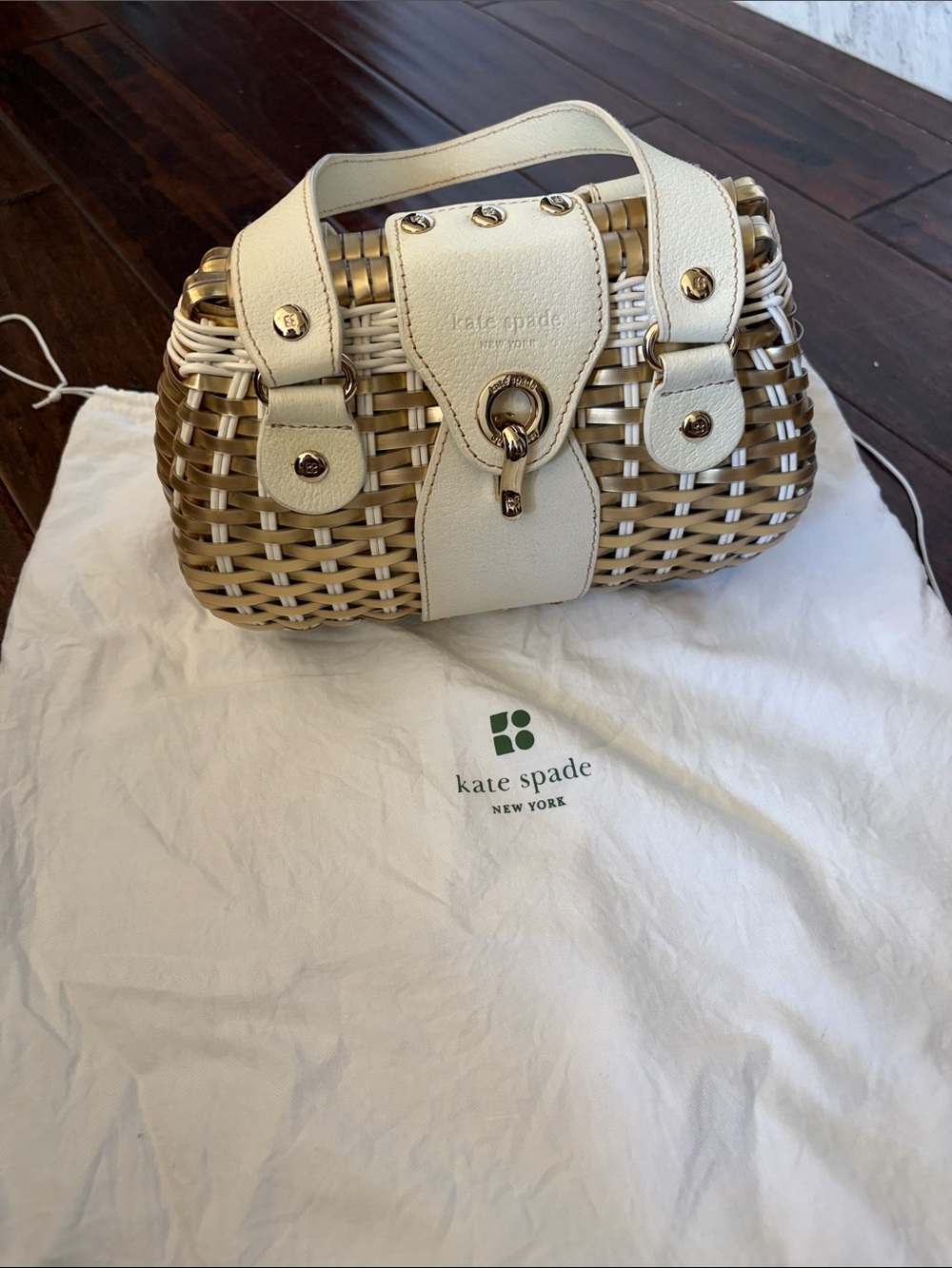 kate spade Cream and Tan Woven Mini Satchel